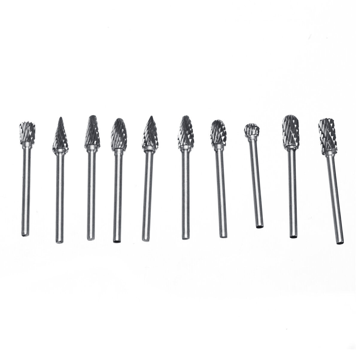 10 stuks dubbel gestreepte wolfraam staal vhm-bramen roterende vijl gereedschap boren kit: