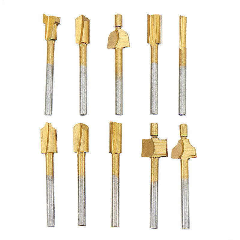10 stuks hss houtbewerking trimmen mes titanium-plated slijpmes micro frees houtsnijder