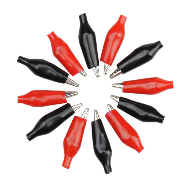 12 stuks red black insulation boot metal alligator clips