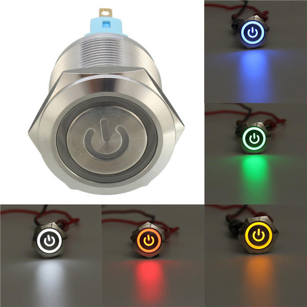 6-pins 22 mm 12v led-lichtmetalen drukknopvergrendelingsschakelaar