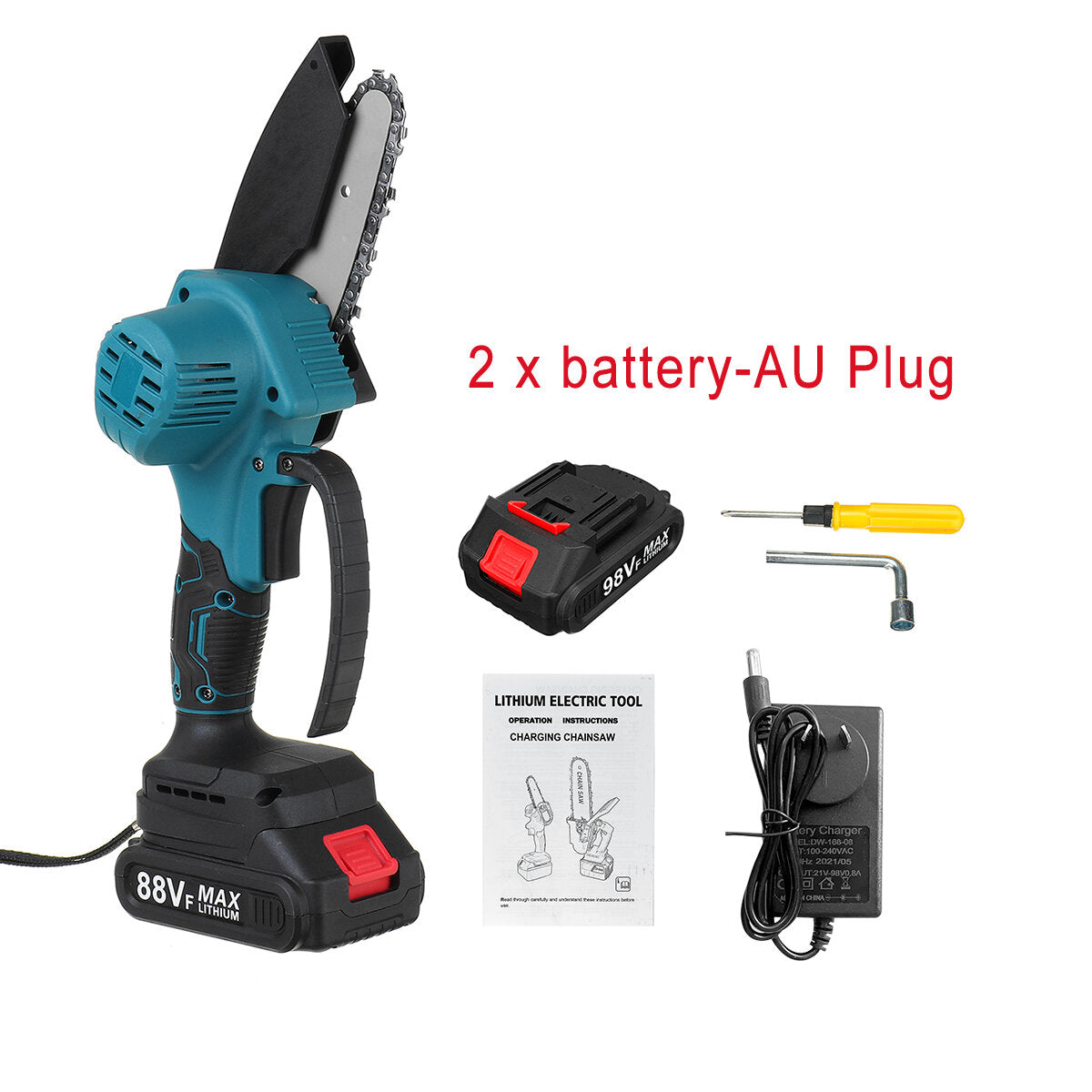 4  88vf draadloze elektrische kettingzaag oplaadbare houtbewerking zaag hout cutter w/geen/1/2 batterij voor makita