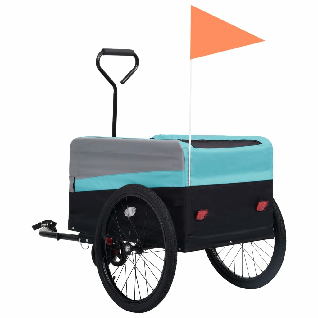 fietskar 2-in-1 aanhanger trolley xxl blauw grijs en zwart
