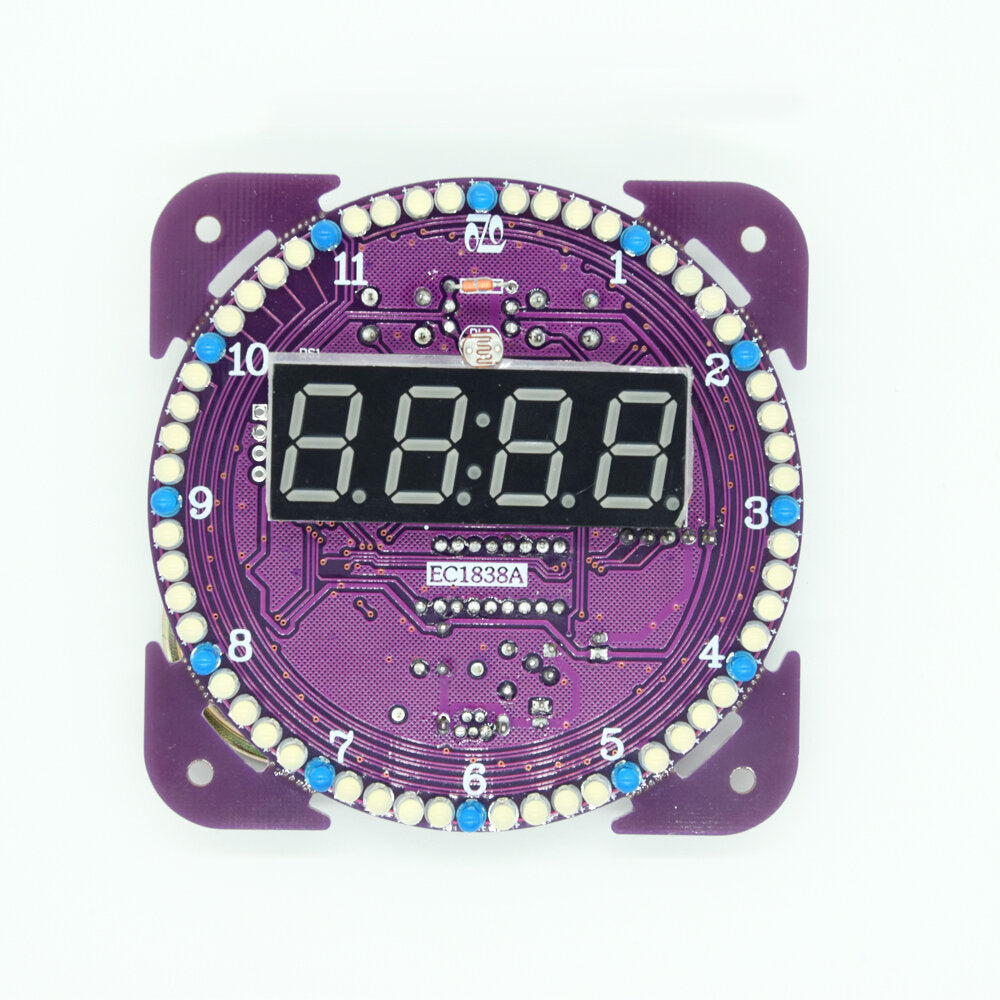 fourth generation dhz ec1838b ds1302 light control rotation led electronic clock kit music alarm clock with housing