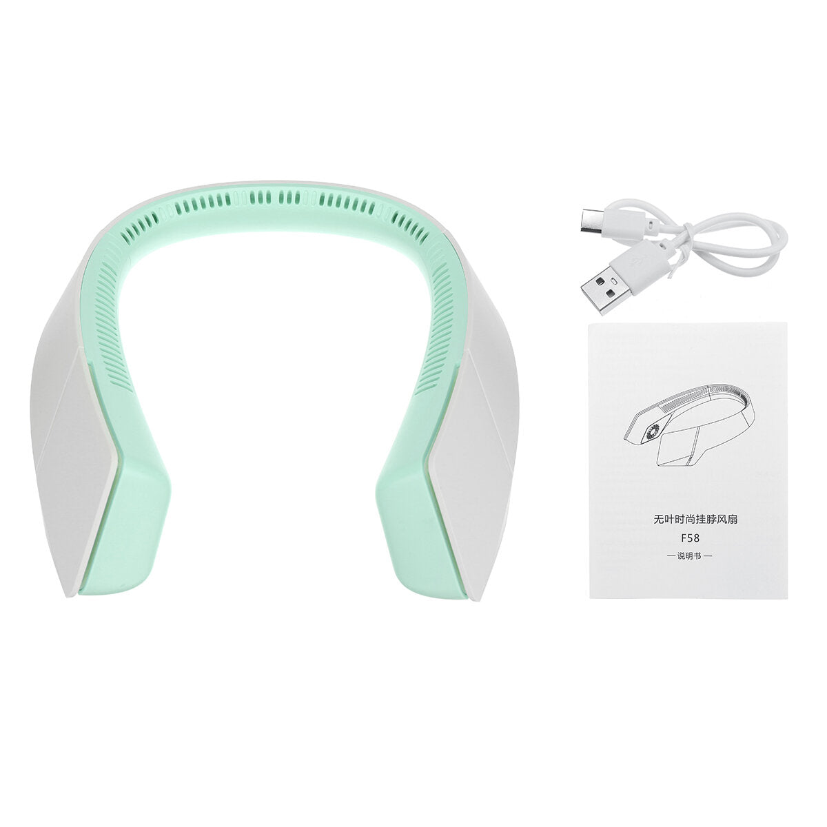 f58 draagbare miniventilator handsfree usb oplaadbare hangende nek persoonlijke sportventilator mini-luchtventilator