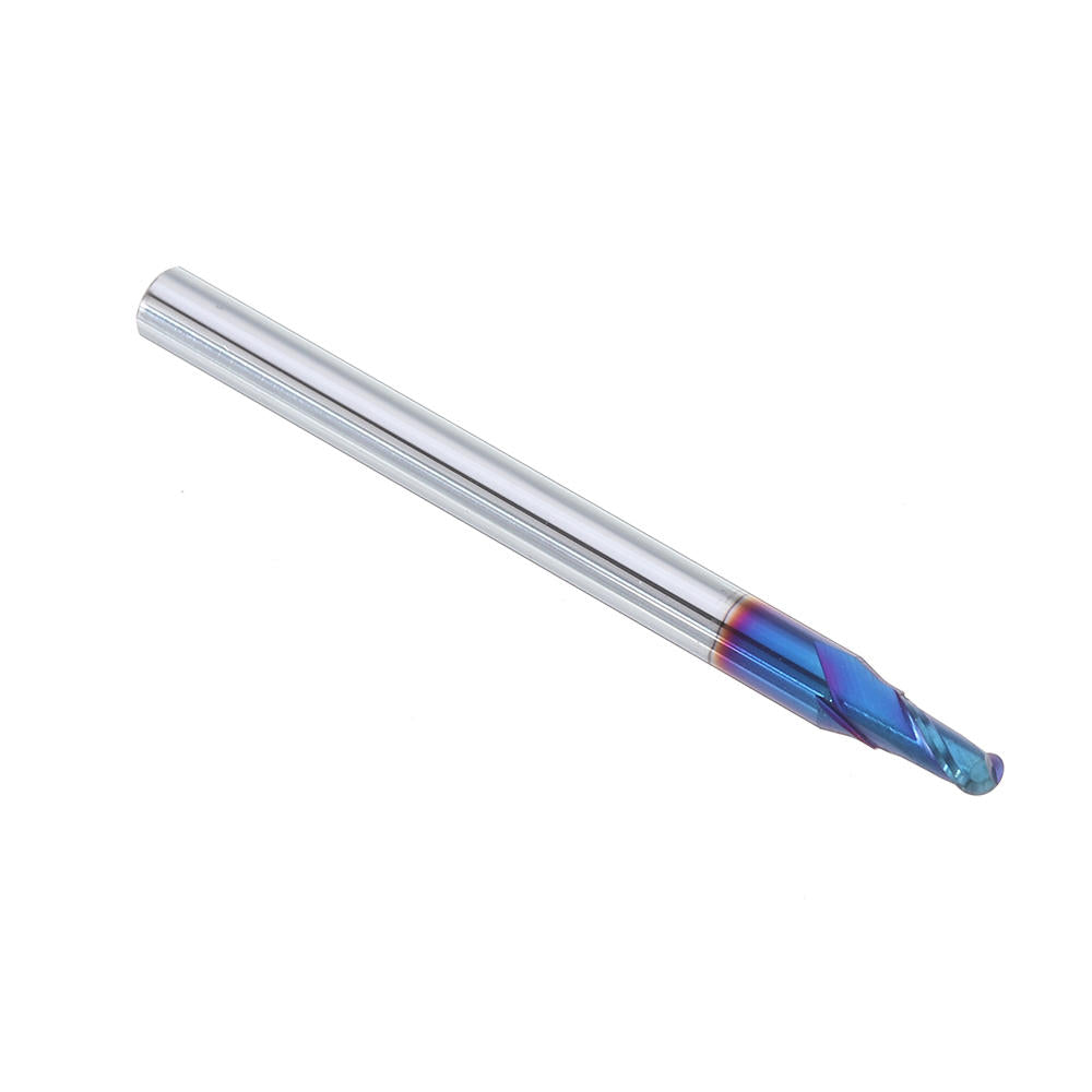 0.5-2 mm 2 fluiten blauw gecoate spiraalvormige kogelneusfrees wolfraamstaal cnc-carbidefrees