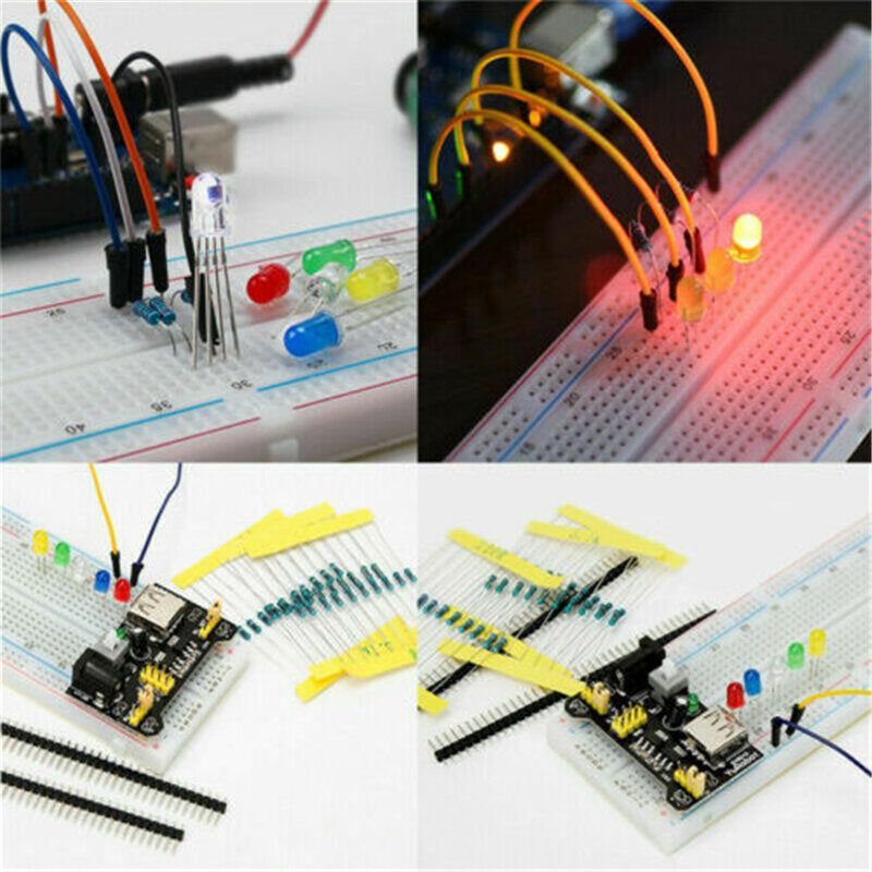volledige dhz elektronische kit 830 breadboard jumper draad voeding condensator led licht arduinouno nano mega basic starter kit