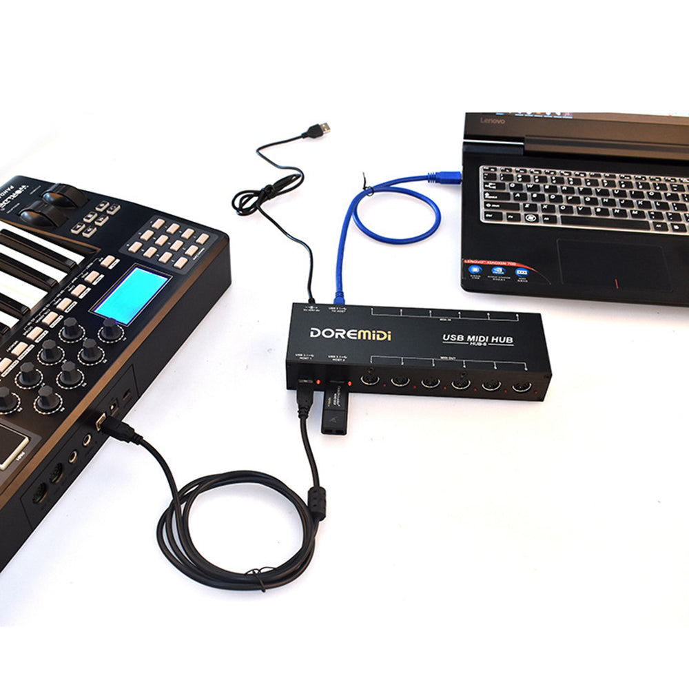doremidi nieuwe hub-8 midi 6x6 usb midi host x2 usb 3.1 midi hub box