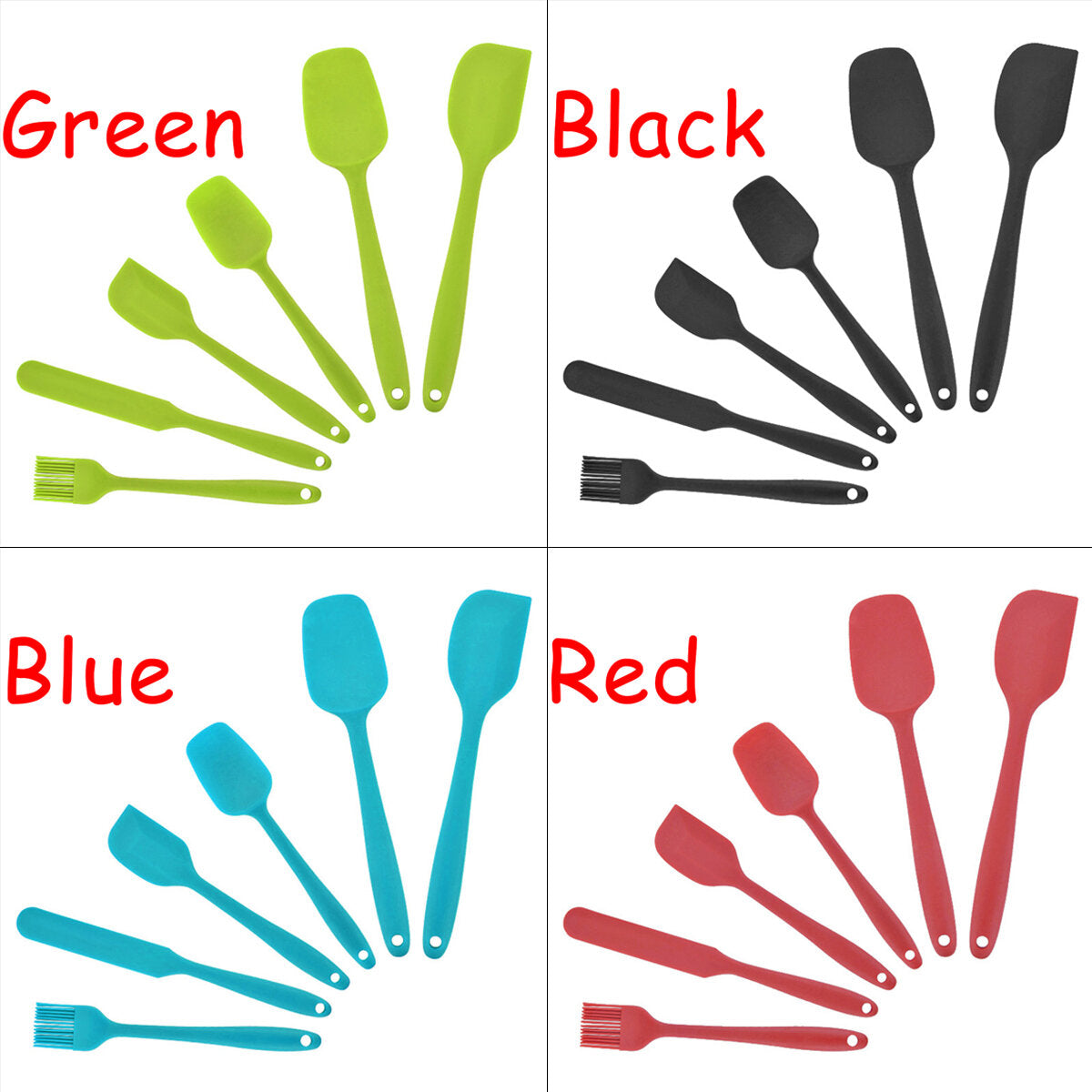 6 stuks non-stick rubber spatel set hittebestendige spatel keukengerei set gereedschap kit