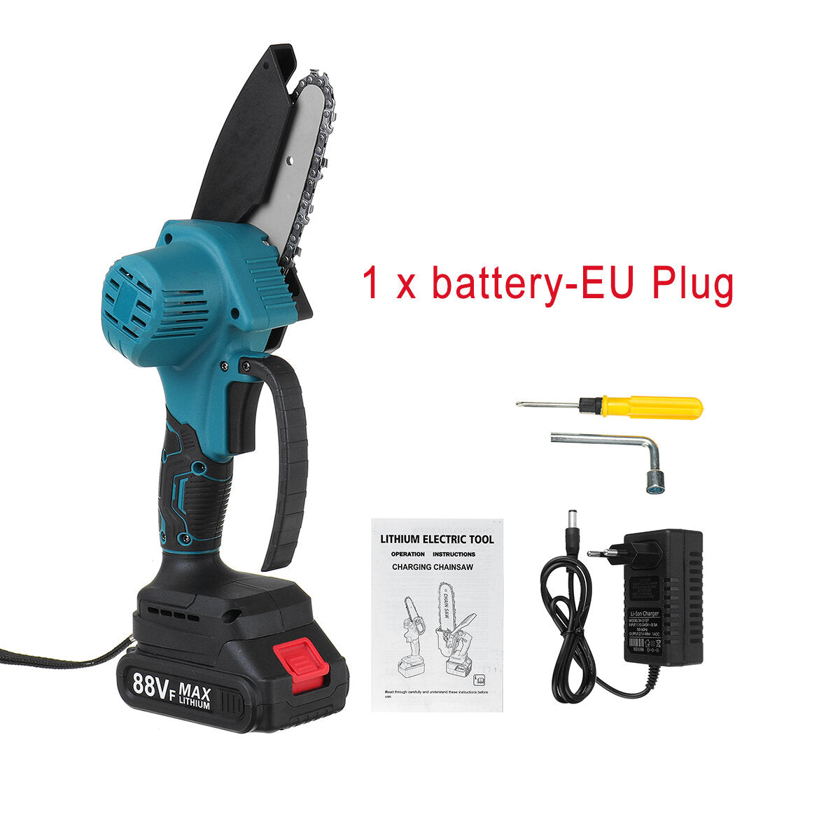 4  88vf draadloze elektrische kettingzaag oplaadbare houtbewerking zaag hout cutter w/geen/1/2 batterij voor makita