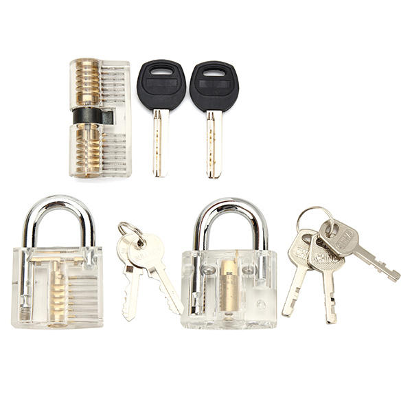 3-delige transparante cutaway binnenaanzicht van oefenhangslot slotenmaker oefentraining vaardigheidsset lock picks