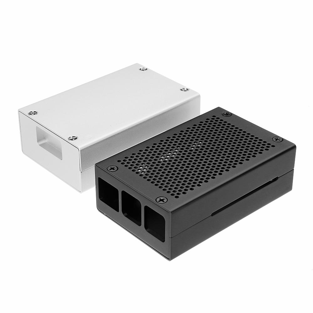 zilver / zwart aluminium behuizing metalen behuizing met schroevendraaier voor raspberry pi 3 model b+ (plus)