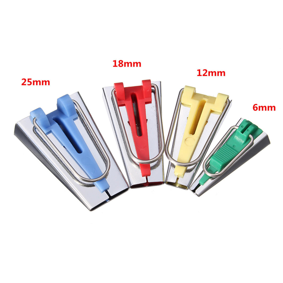 6/12/18/25mm stof biasband maker kit set bindmiddel voet voor naaien quilten + awl