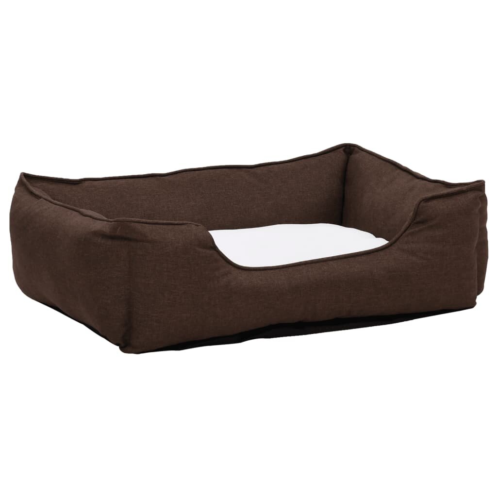 hondenbedlinnen look 65x50x20 cm fleece bruin en wit