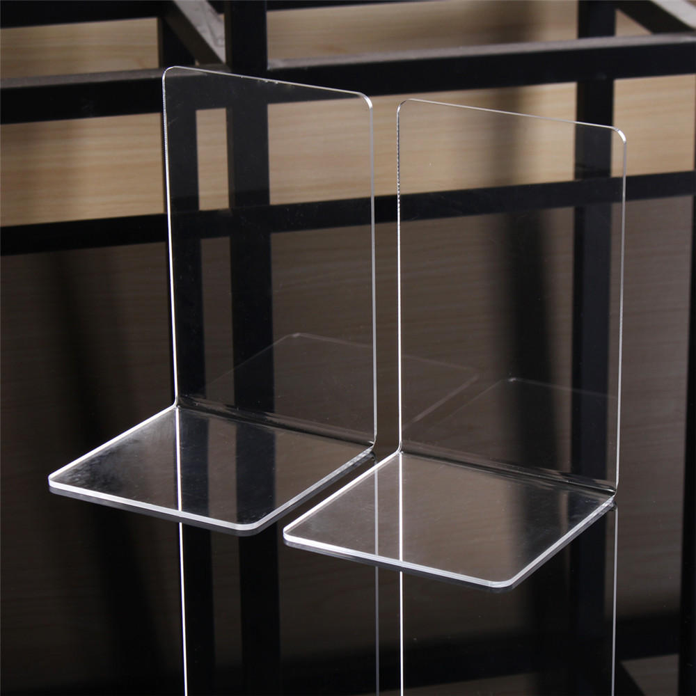 2 stuks 160x150x220x4mm clear acryl boekensteunen l-vormige boekensteunen organizer stand voor kantoor school