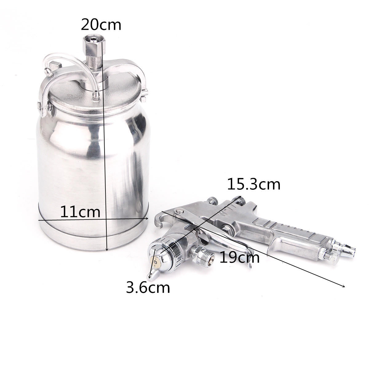 3-in-1 zuigtoevoer heavy-duty verfspuitspuit 1l pot 1/4 inch luchtslangfitting: