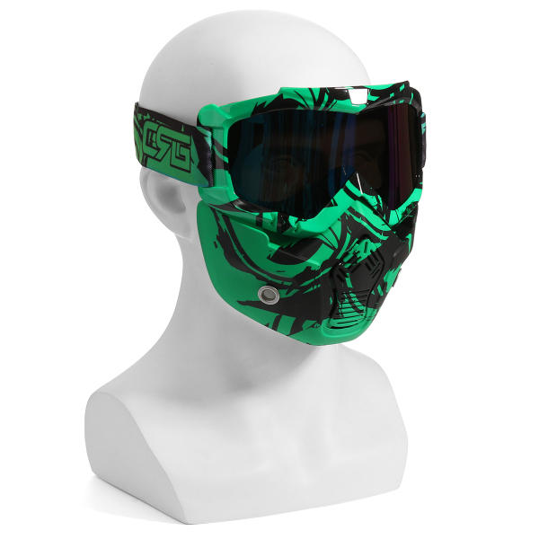 motorhelm afneembaar modulair masker schildbril volledig gezicht beschermen duidelijk / lichtgroene lens