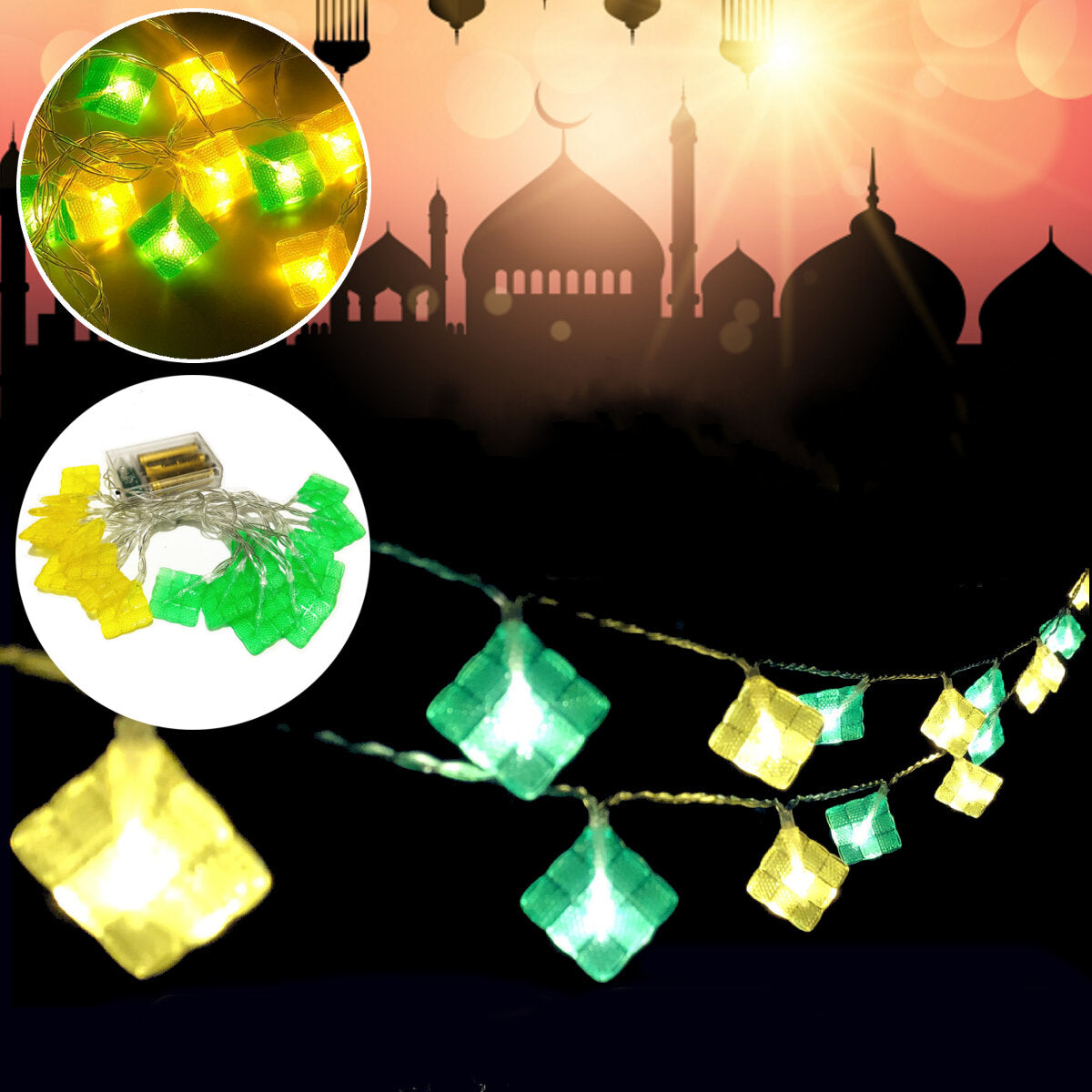 ramadan festival led string light batterij / usb-versie eid mubarak decoratief vakantielicht
