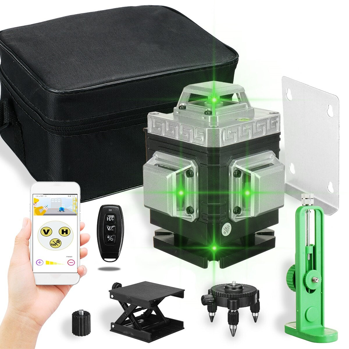 8/12/16 lijn 360° 4d lijnlaser waterpas groen licht zelfnivellerende cross measure tool kit