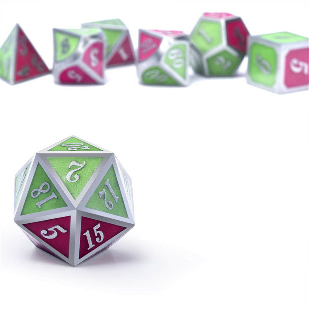 7 stuks polyedrale dobbelstenen zinklegering dobbelstenen set zware dobbelstenen voor rollenspel game dobbelstenen set: