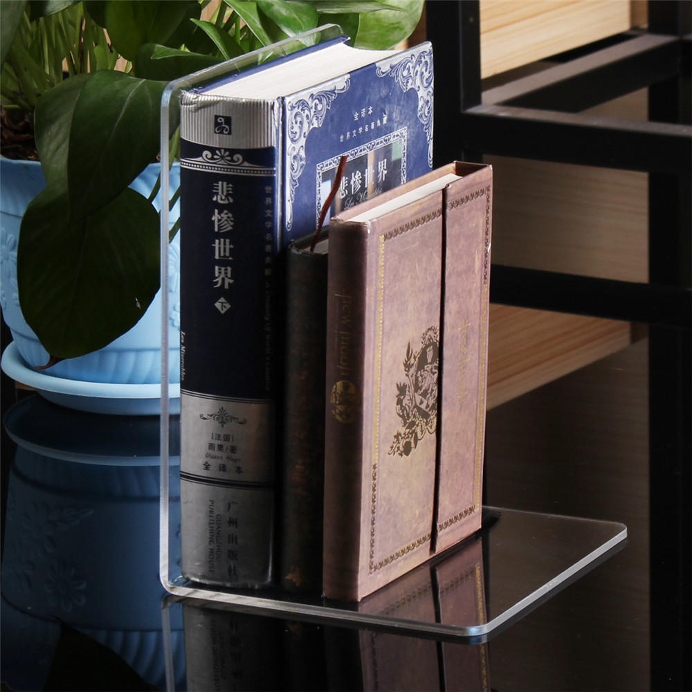 2 stuks 160x150x220x4mm clear acryl boekensteunen l-vormige boekensteunen organizer stand voor kantoor school