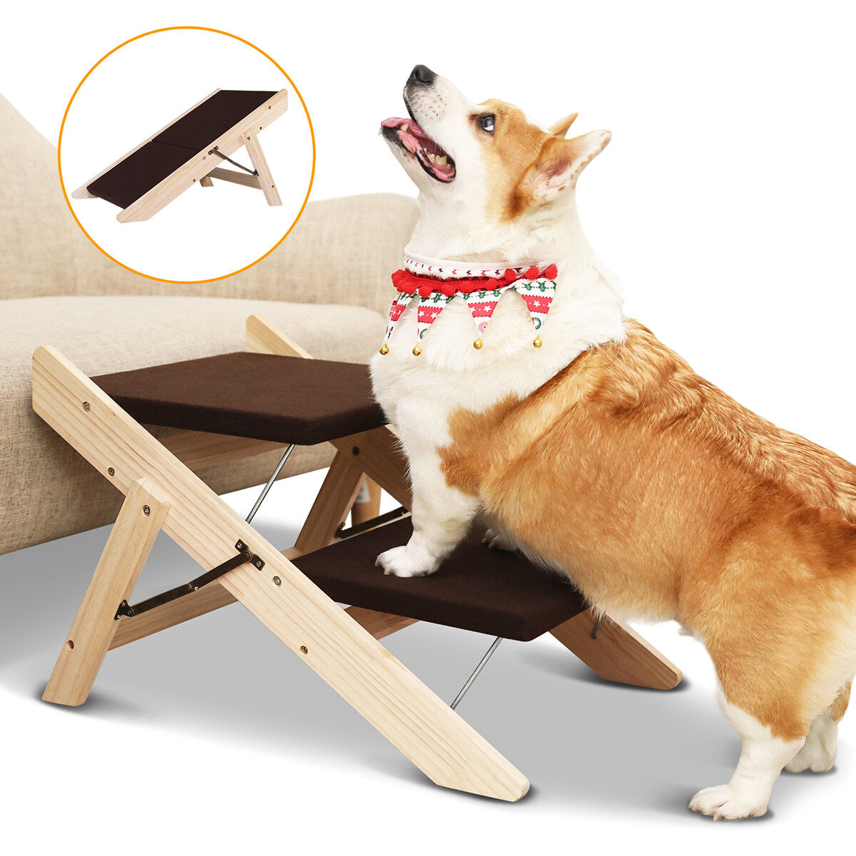 2-in-1 draagbare opvouwbare veiligheidstrap voor honden en katten stappenladder puppybenodigdheden