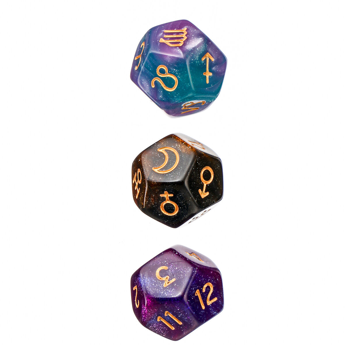 polyhedral dobbelstenen voor dungeons dragons games d20 d12 d10 d8 d6 d4 + pouch