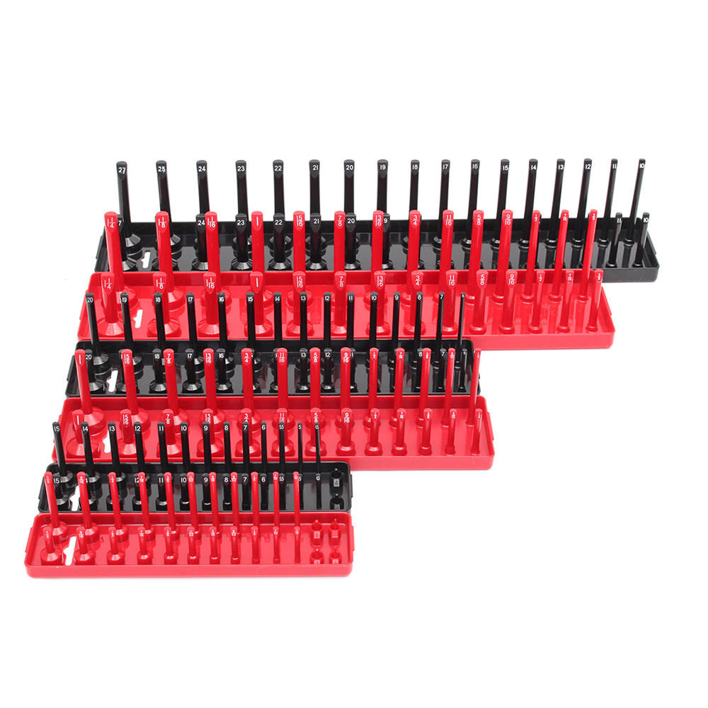 3 stuks 1/4 3/8 1/2 inch sae metrische socket houder lade socket organizer: