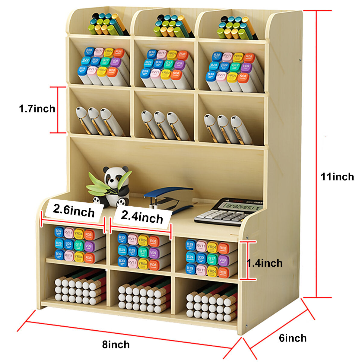 pennenhouder opbergdoos hout potlood dhz desktop container studentsk case rack