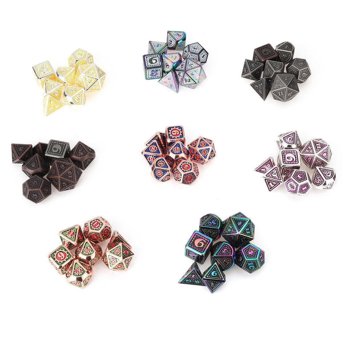 metalen polyedrale dobbelstenen multi-side dobbelstenen set voor dnd rpg mtg rollenspel bordspel met stoffen zak