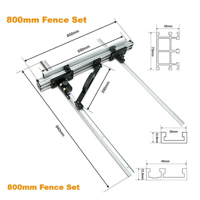 800/1000mm aluminium elektrische cirkelzaag flip fence set/2 stuks beugel houtbewerking tool