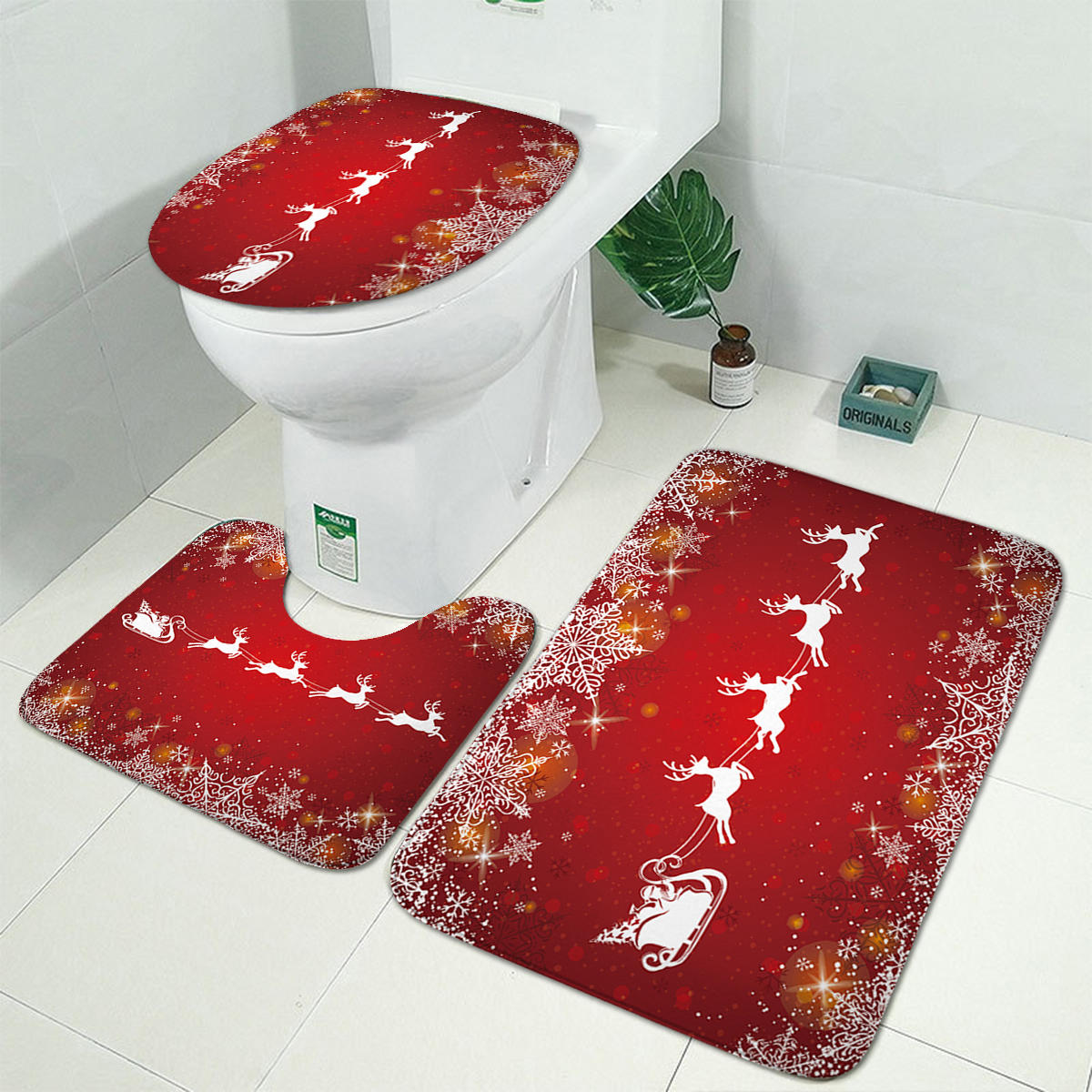 kerstversiering 180x180cm douchegordijn mat badkamer antislip tapijt tapijt