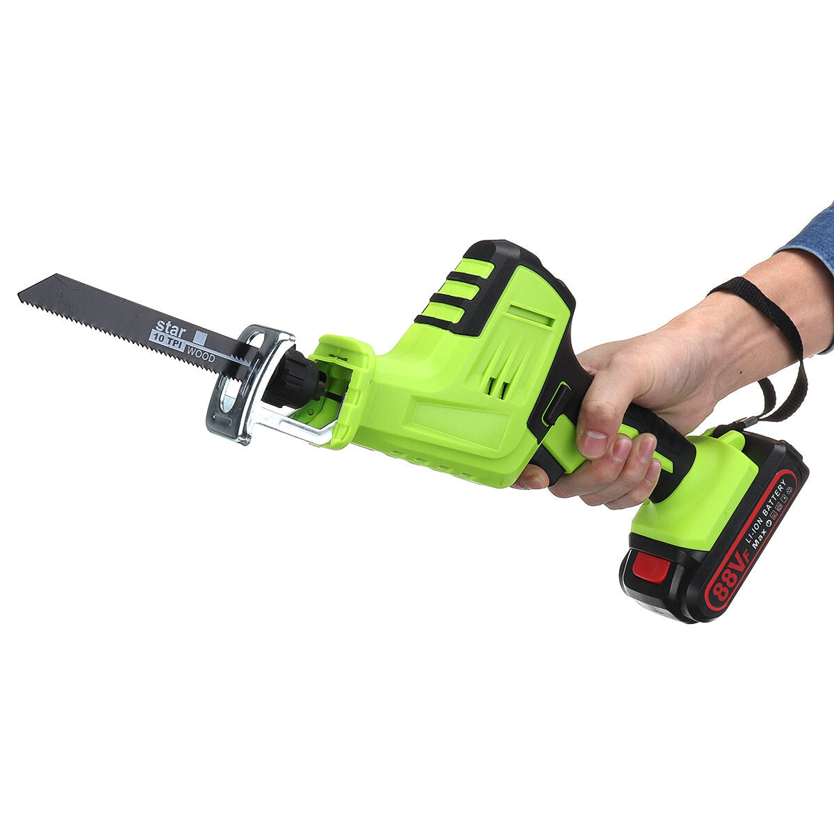 21v elektrische reciprozaag hout metaal plastic zaaggereedschap w / 1pc batterij & 4 stuks vergeldend mes