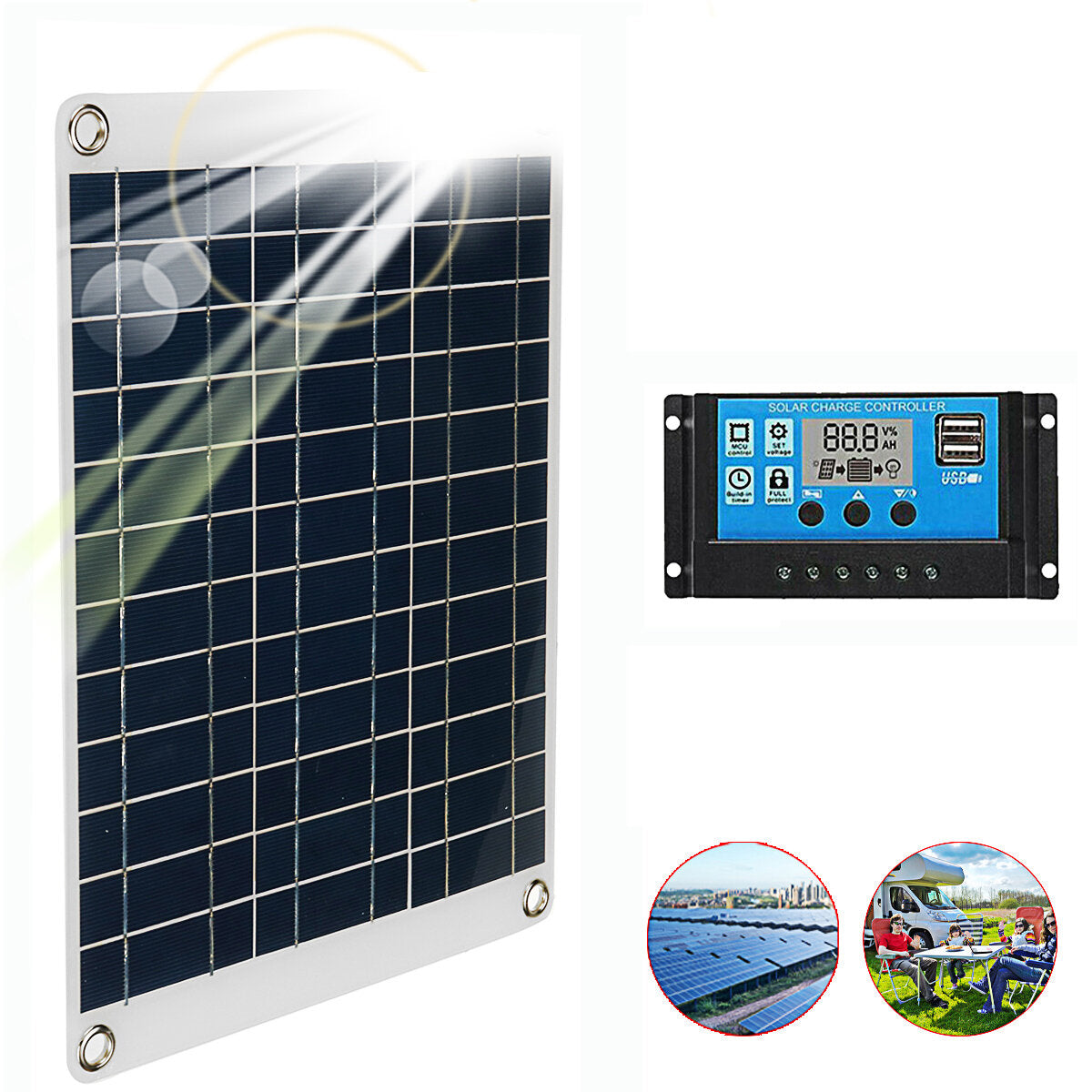 20w 12v/5v polykristallijne zonnepaneel kit acculader draagbaar zonnepaneel voor auto boot van