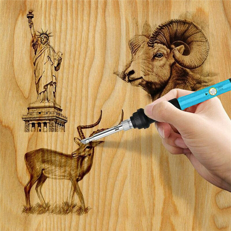 52 stuks 110 v 220 v 60 w houtgestookte pen set stencil soldeertips gereedschap pyrography kit