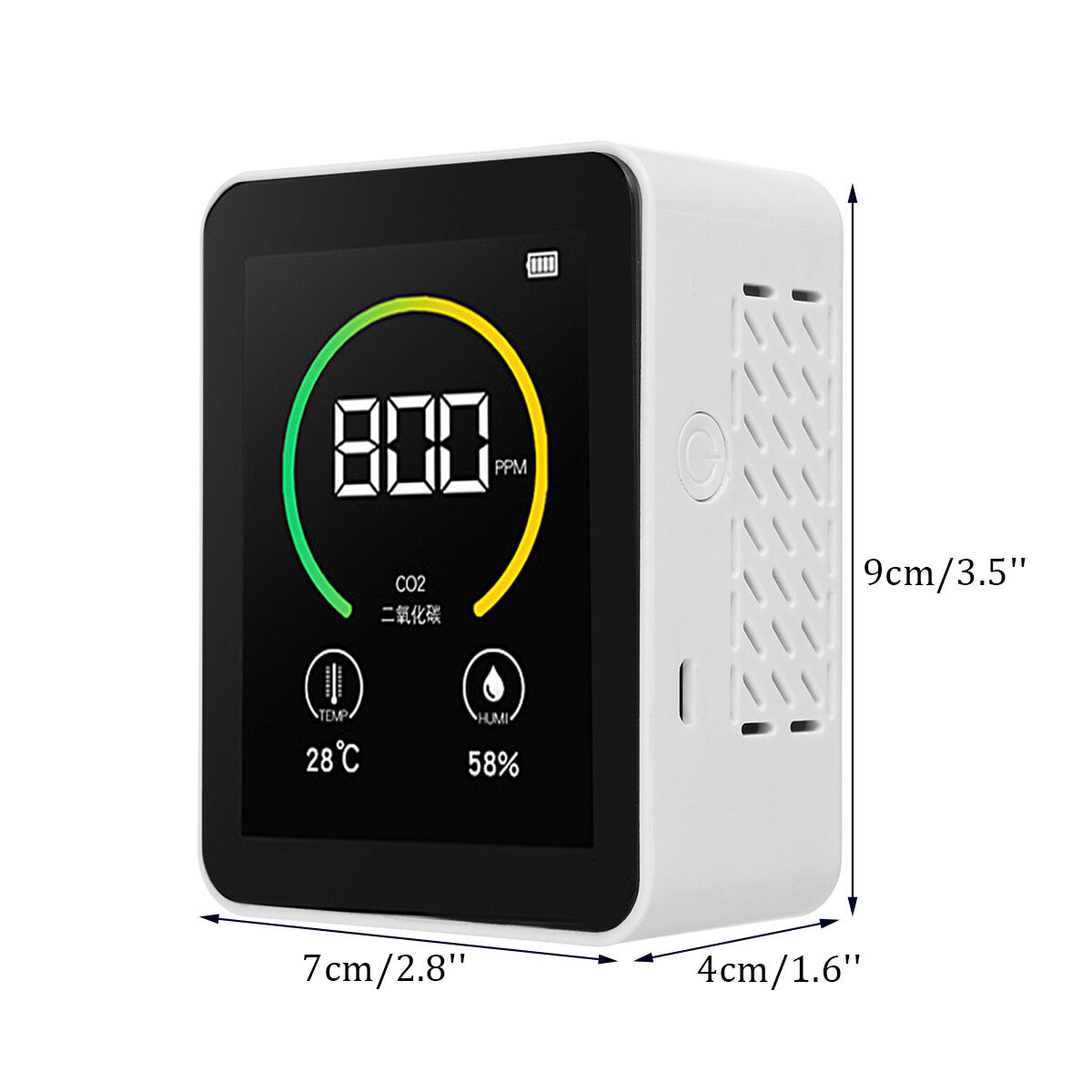 gas co2 sensor detector luchtkwaliteit monitor analyzer w / temperatuur vochtigheid display