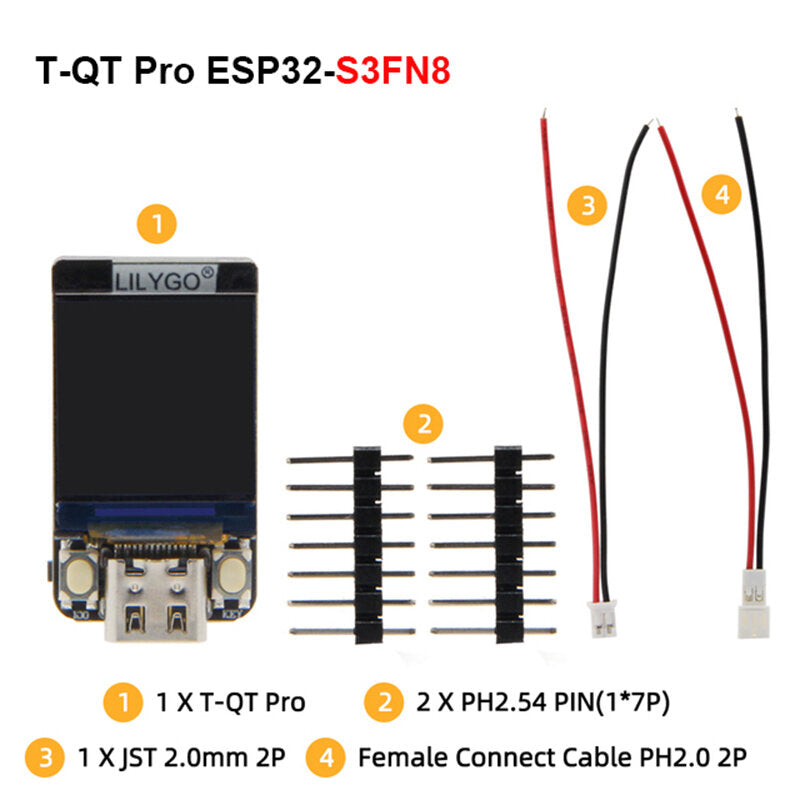 lilygo® t-qt pro esp32 s3fn4r2 s3fn8 gc9107 0.85 inch lcd display module development board wifi bluetooth full color 128*128p display screen