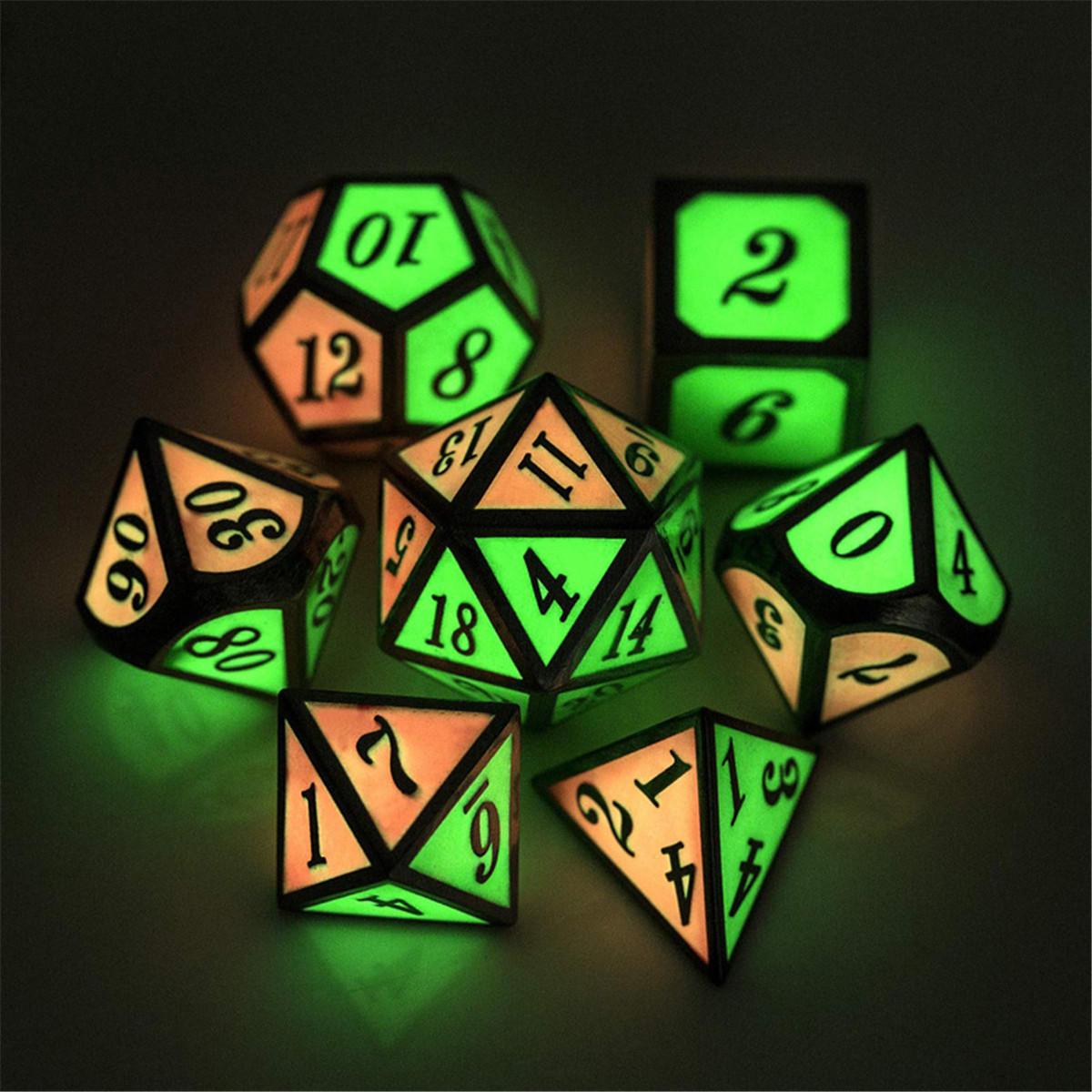 7 stuks polyedrale dobbelstenen zinklegering dobbelstenen set zware dobbelstenen voor rollenspel game dobbelstenen set: