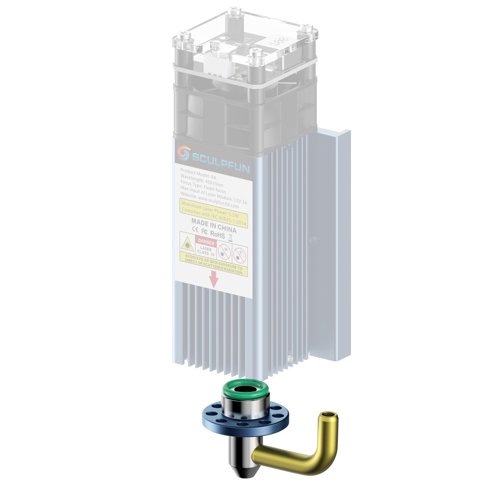 sculpfun s9 air assist-mondstukset met eu-versie 220v 30l/min luchtpomp. volledig metalen structuurmondstuk voor s9 lasers