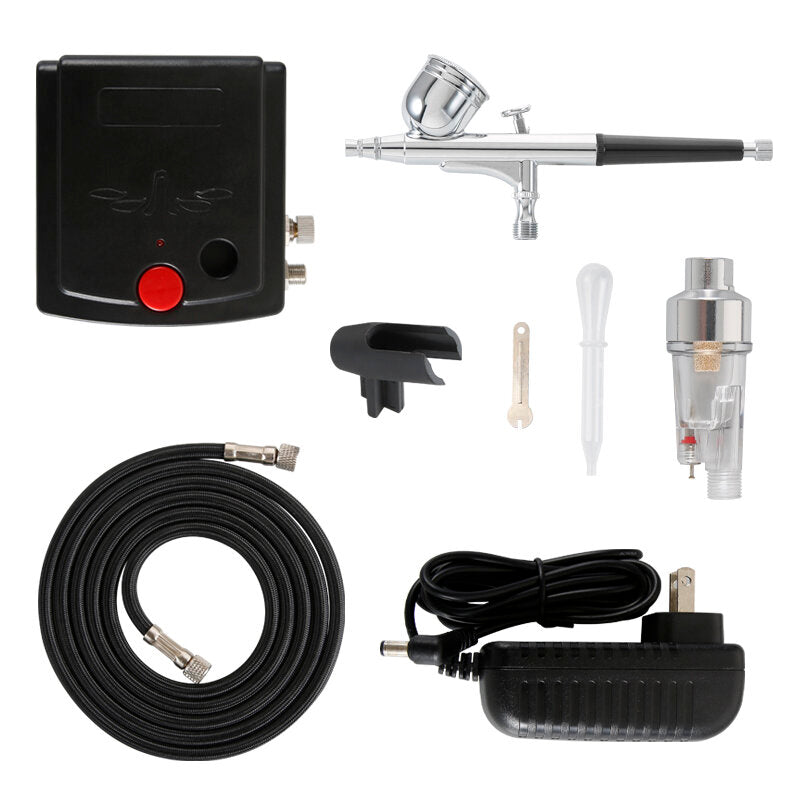 agile tc-100 mini luchtpomp airbrush set met compressor 0.3mm sproeier airbrush kit voor nagel airbrush voor model / cake / auto schilderen