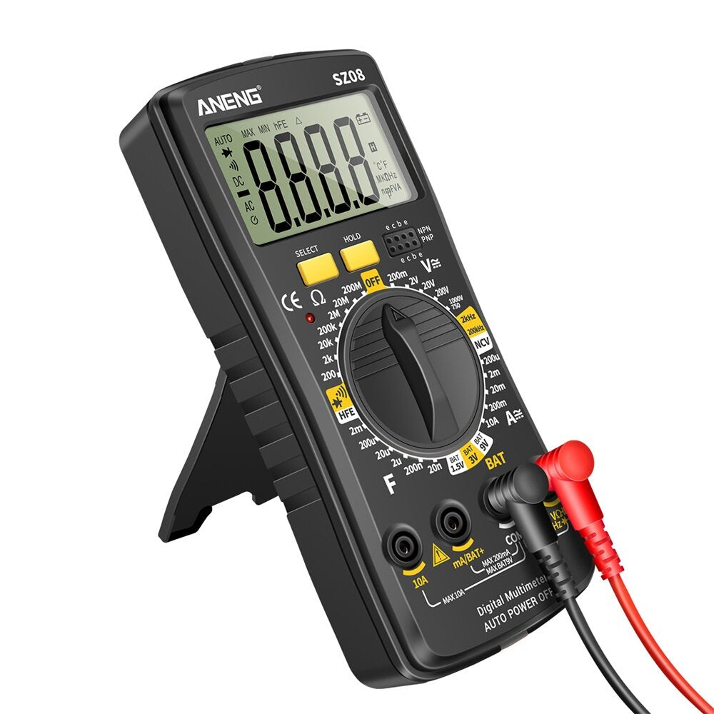 aneng sz08 ultradunne split lcd digitale multimeter tester met opbergbare test pen ac/dc 220v professionele multimetro auto voltmeter weerstand tester tool