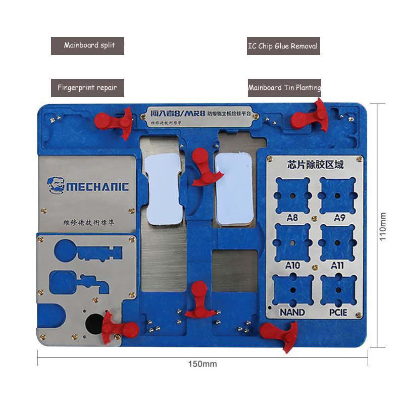 monteur mr8 moederbord cpu nand vingerafdruk reparatie pcb houder armatuur voor iphone 8 p/8/7 p/7/6 s multifunctionele explosieveilige