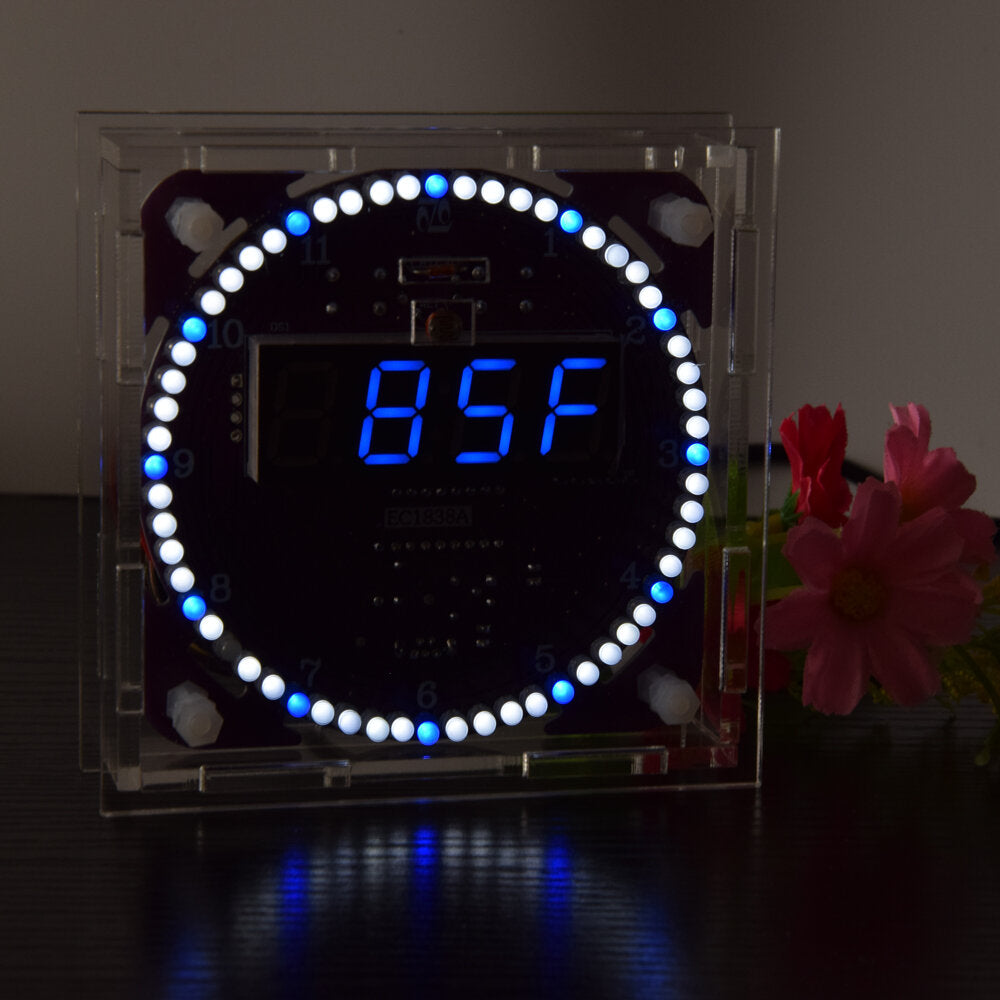 fourth generation dhz ec1838b ds1302 light control rotation led electronic clock kit music alarm clock with housing