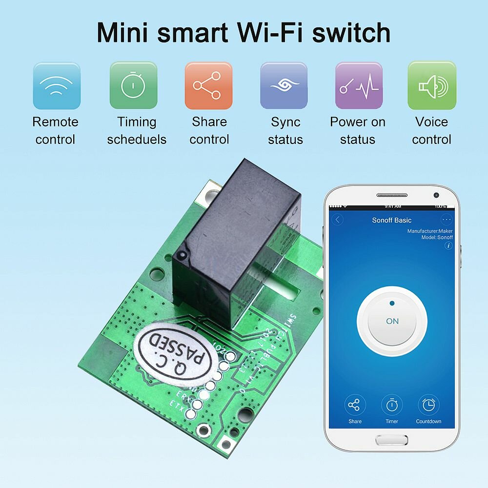 sonoff® re5v1c relaismodule 5v wifi dhz-schakelaar droog contact uitgang tippen / selflock werkmodi app / voice / lan-besturing voor smart home
