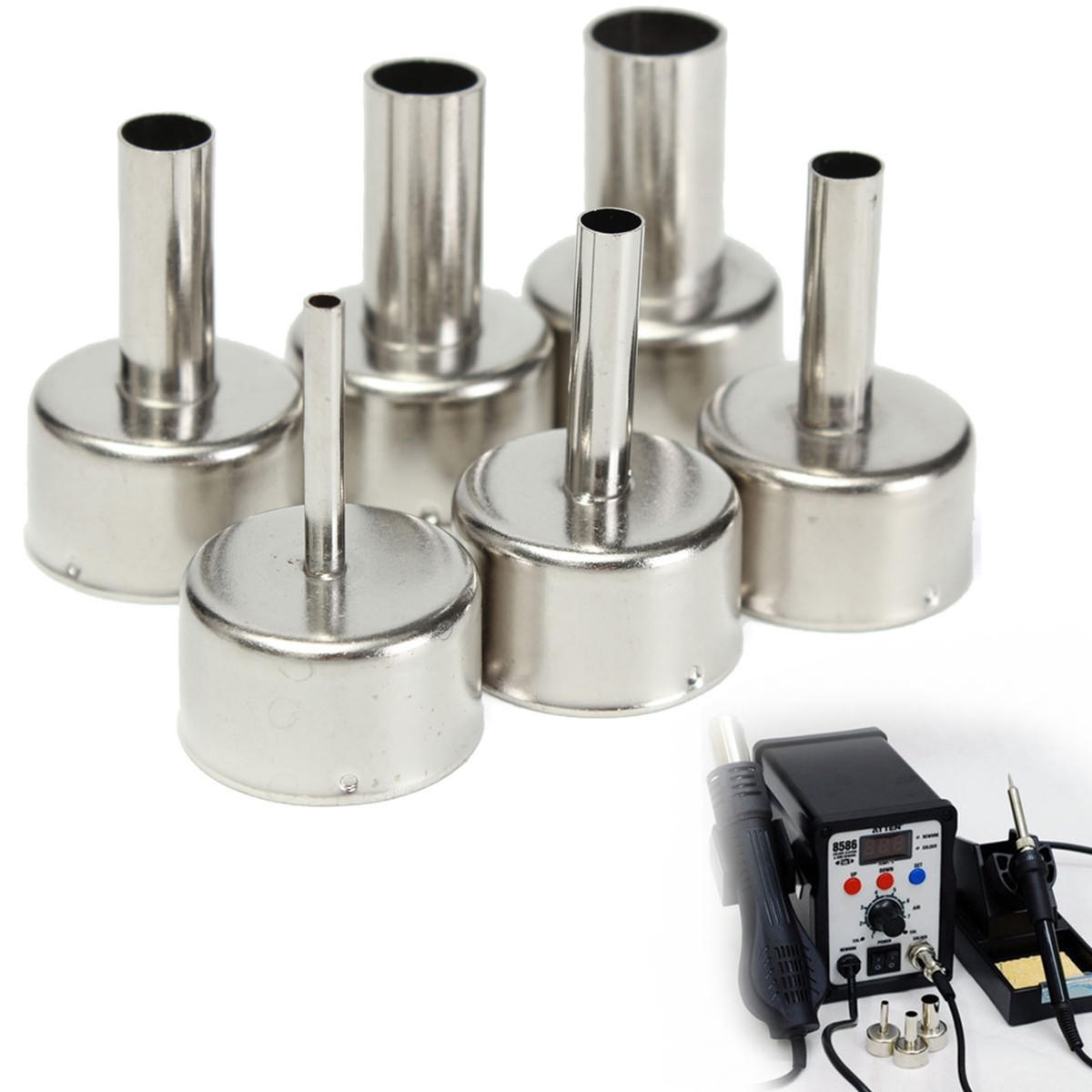 6 stuks 3/5/6/8/10/12mm circulaire mondstukken voor hetelucht soldeerstation 858a 858d