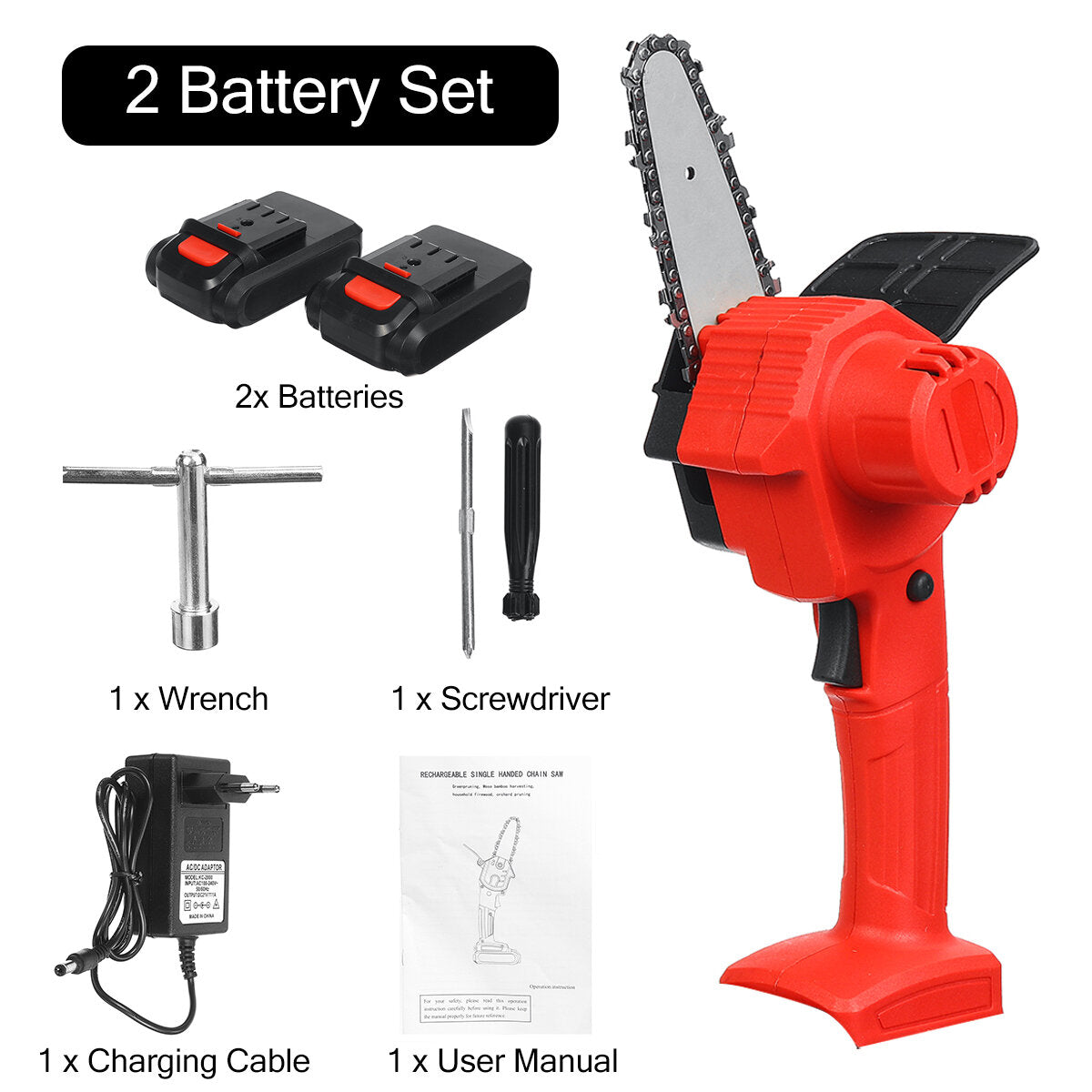 1600 w 21 v 4 inch oplaadbare elektrische kettingzaag handheld houtbewerkingssnijder met 1/2 stuks batterij