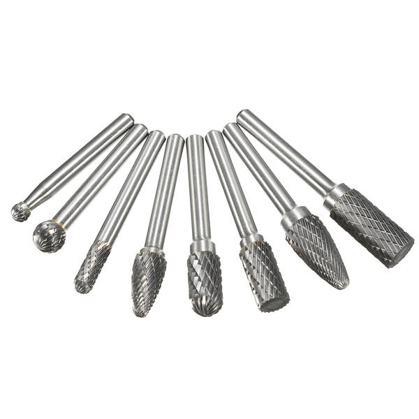 8-delige hardmetalen roterende freesset 1/4 inch schachtbestand elektrisch gereedschap