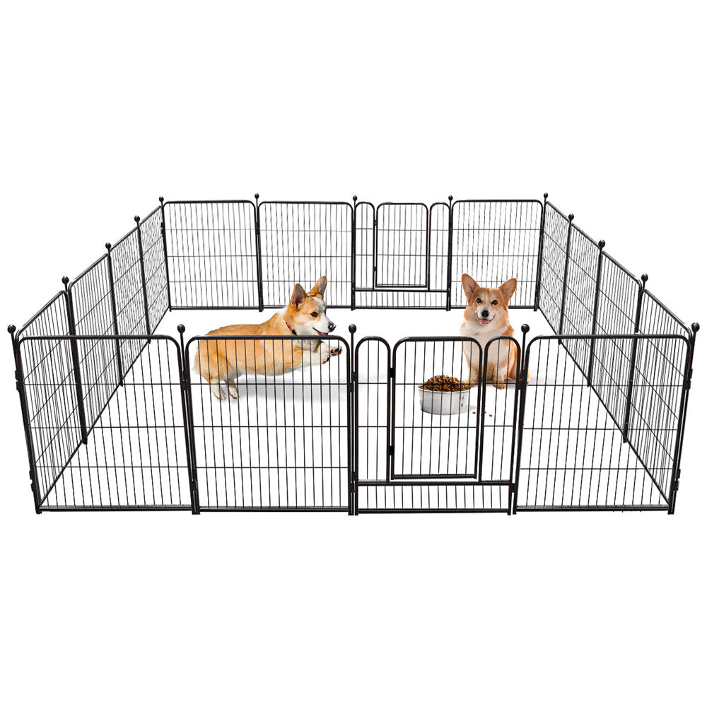 toocapro hondenpen 16 panelen 24-inch hoge rv hondenbox buiten / binnen. hondenhek oefening huisdier pen voor honden met metalen bescherm ontwerpstokken. opvouwbare huisdierenbarrière met deur