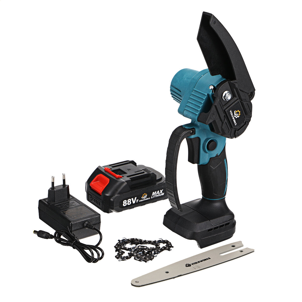 88vf 6 inch elektrische kettingzaag 1500w draadloze eenhandszagen houtbewerking tool houtsnijder w/geen/1/2 batterij voor makitabattery