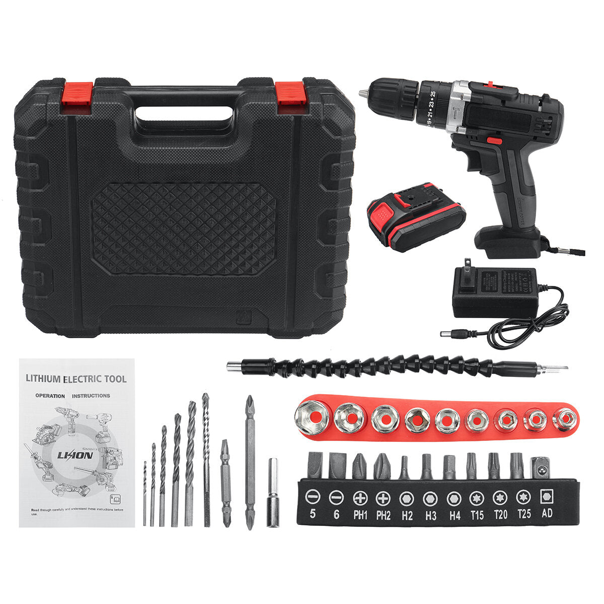 21v 22800mah draadloze oplaadbare 3 in 1 boormachines impact elektrische boormachine met 1 or2 stuks batterij fit makita