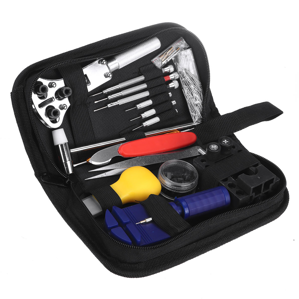 147 stuks horloge reparatie tools kit horlogemaker achterkant opener spring pin bars remover: